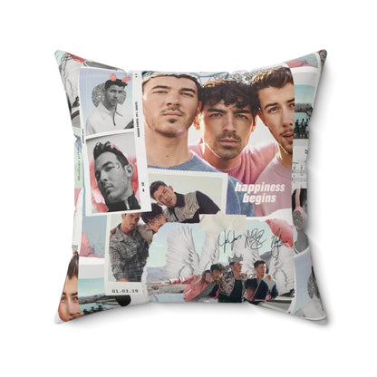 Jonas Brothers Happiness Begins Collage Spun Polyester Square Pillow