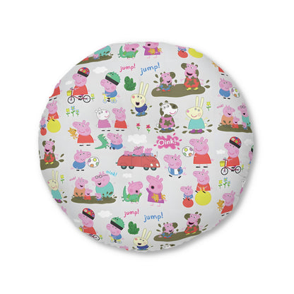 Peppa Pig Oink Oink Collage Tufted Round Floor Pillow