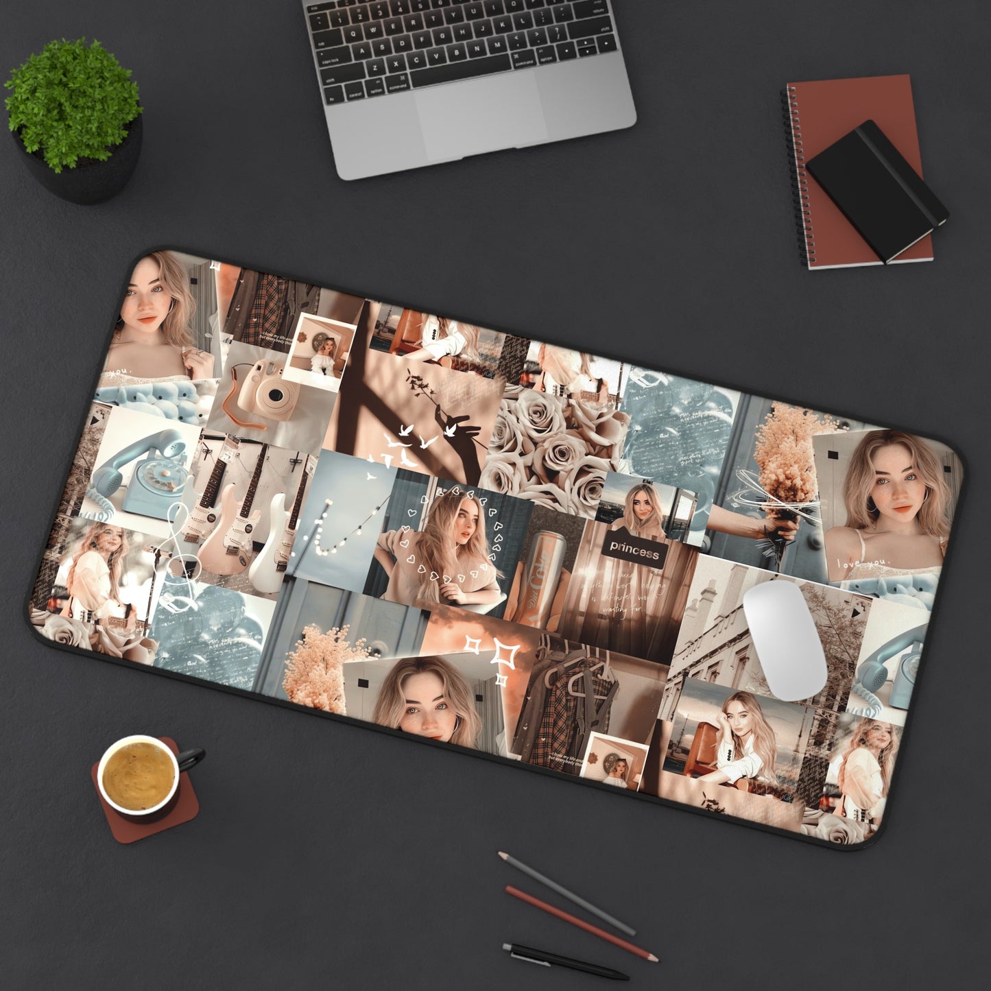 Sabrina Carpenter Peachy Princess Collage Desk Mat