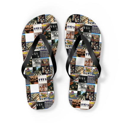 The Beatles Album Cover Collage Flip Flops