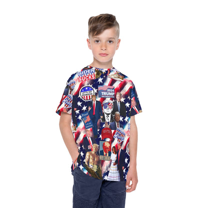 Donald Trump 2024 MAGA Montage Kids Sports Jersey