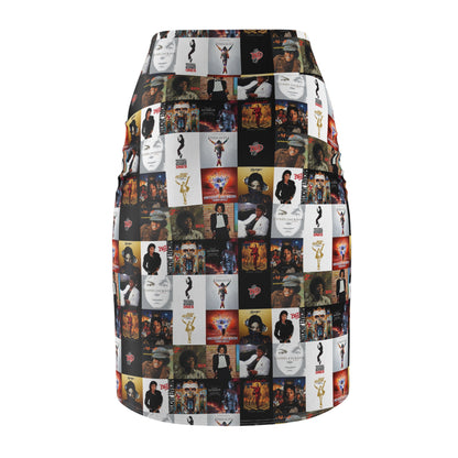Michael Jackson Album Cover Collage Women's Pencil Skirt