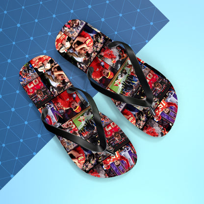 Kansas City Chiefs Superbowl LVIII Championship Victory Collage Flip Flops