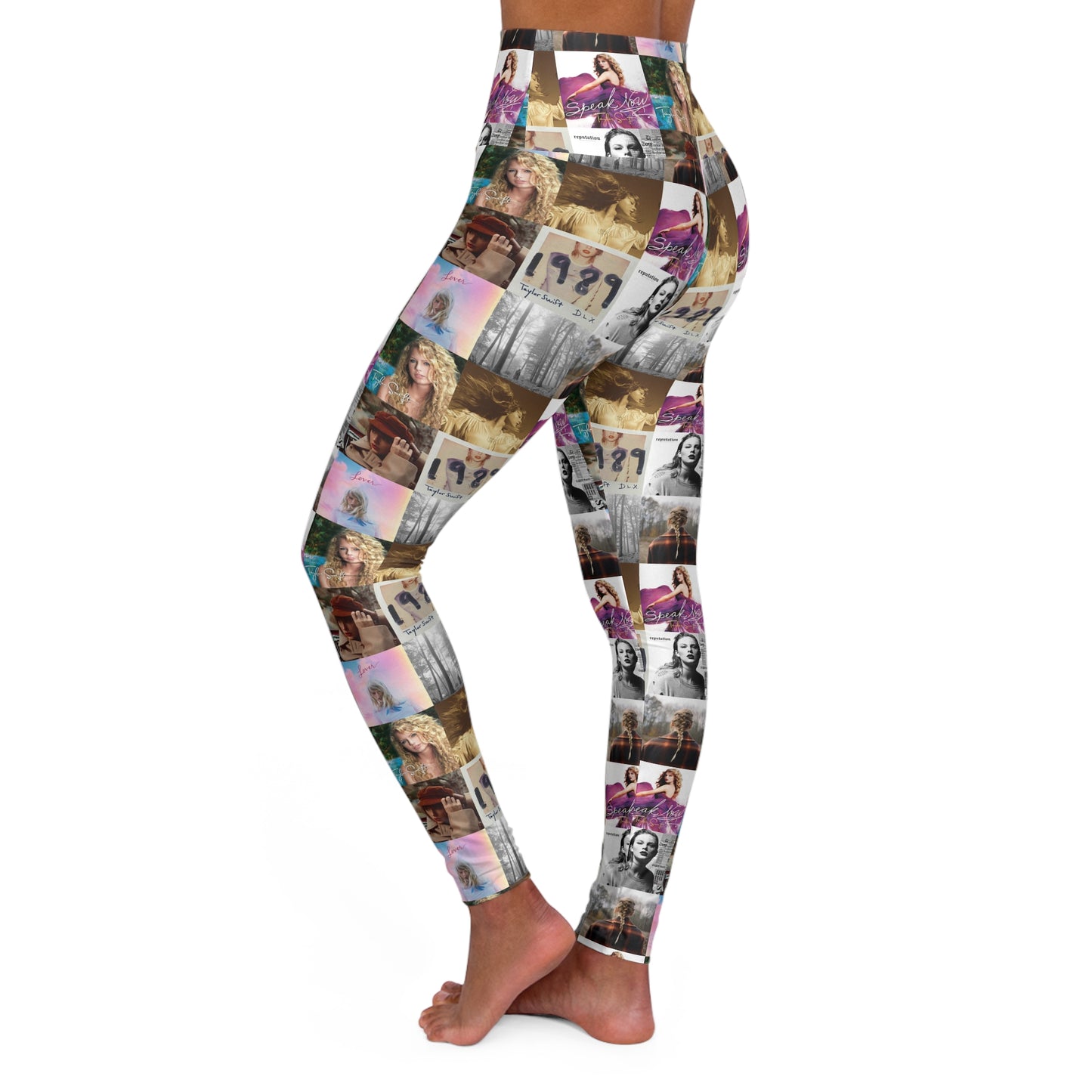 Taylor Swift Album Art Collage Pattern High Waisted Yoga Leggings