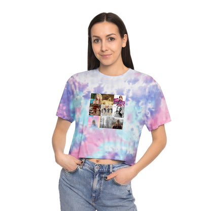 Taylor Swift Album Art Collage Pattern Women's Tie-Dye Crop Tee