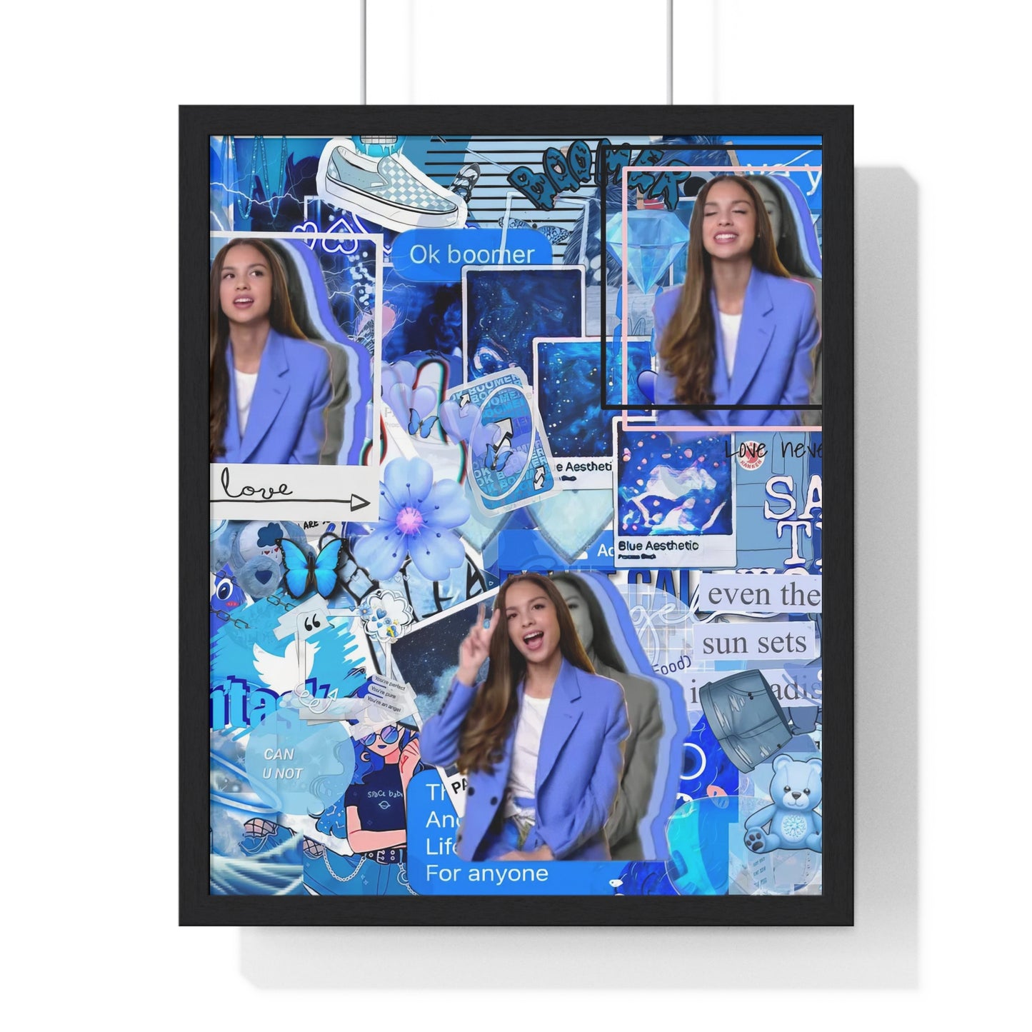 Olivia Rodrigo Blue Aesthetic Collage Framed Print