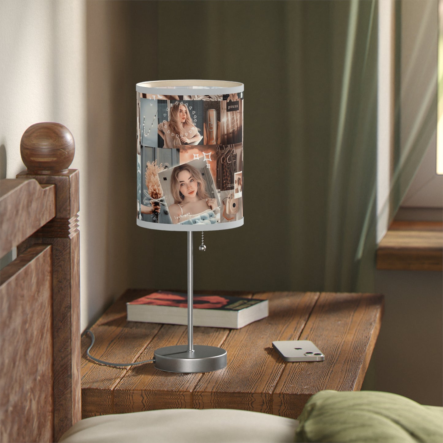 Sabrina Carpenter Peachy Princess Collage Lamp on a Stand