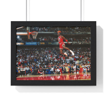 Michael Jordan Free Throw Line Slam Dunk Premium Framed Horizontal Poster