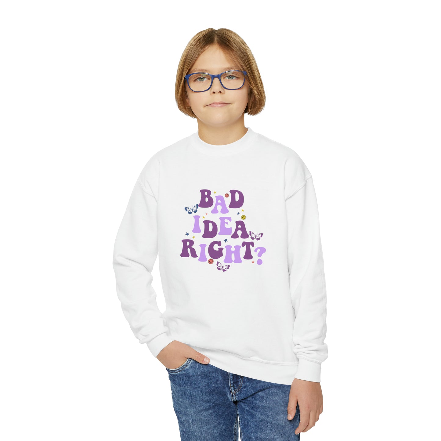 Olivia Rodrigo Bad Idea Right? Youth Crewneck Sweatshirt