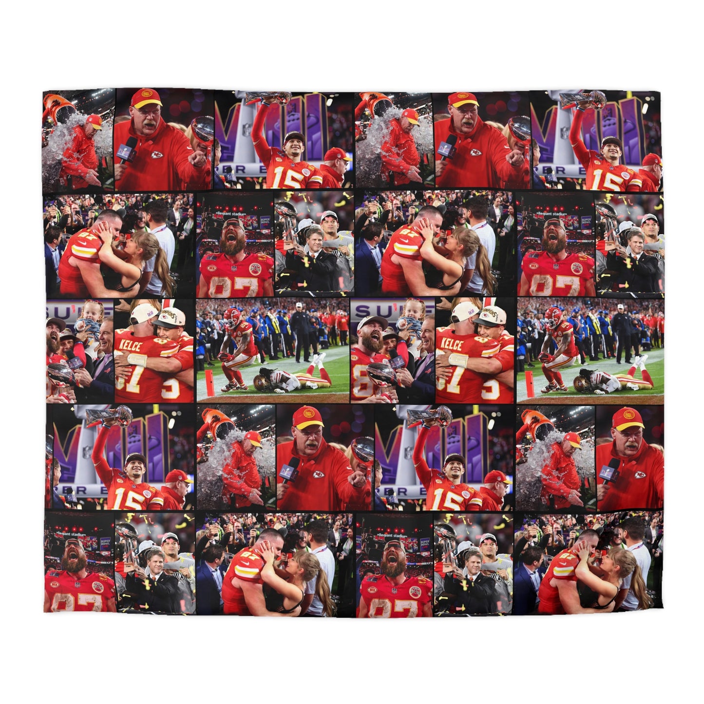 Kansas City Chiefs Superbowl LVIII Championship Victory Collage Microfiber Duvet Cover