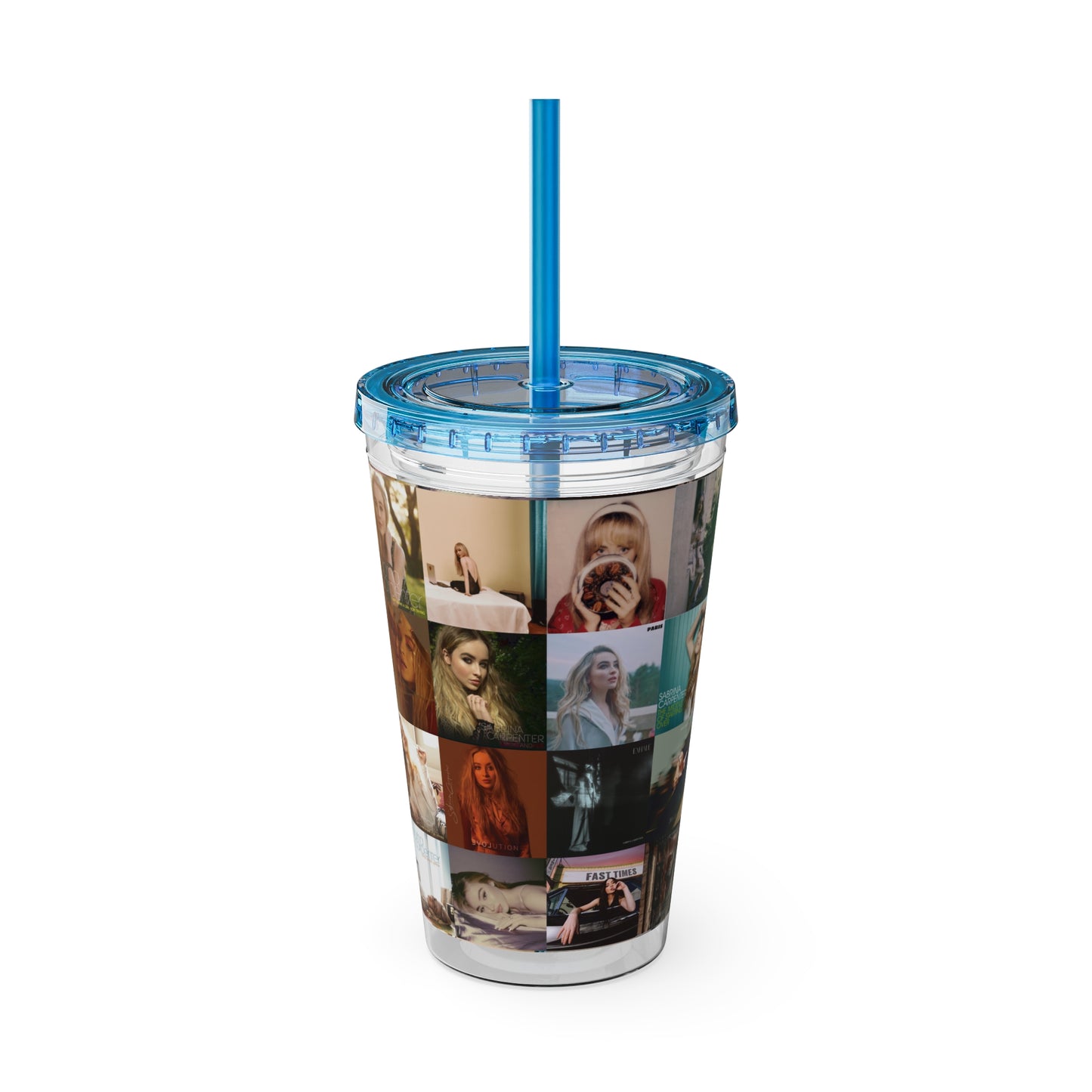 Sabrina Carpenter Album Cover Collage Sunsplash Tumbler with Straw