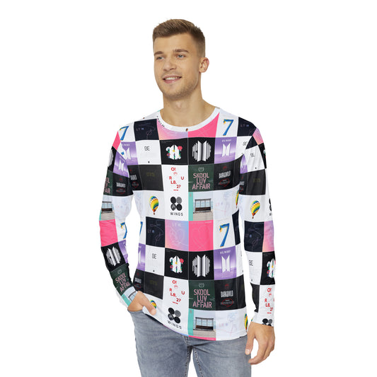 BTS Album Cover Art Collage Men's Long Sleeve All Over Print Tee Shirt