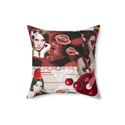 Lana Del Rey Cherry Coke Collage Spun Polyester Square Pillow