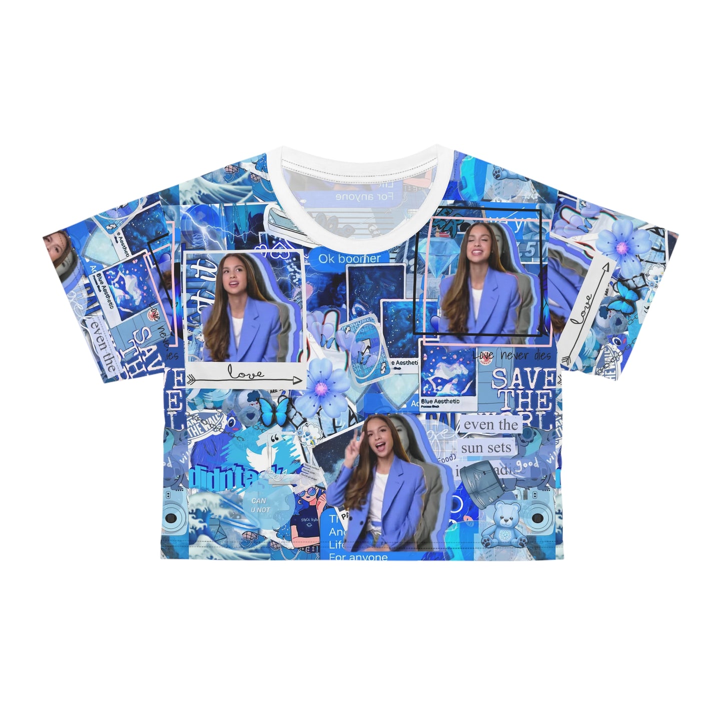 Olivia Rodrigo Blue Aesthetic Collage Crop Tee