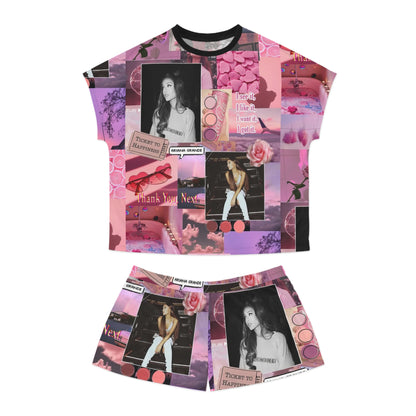 Ariana Grande Pink Aesthetic Collage Women's Short Pajama Set