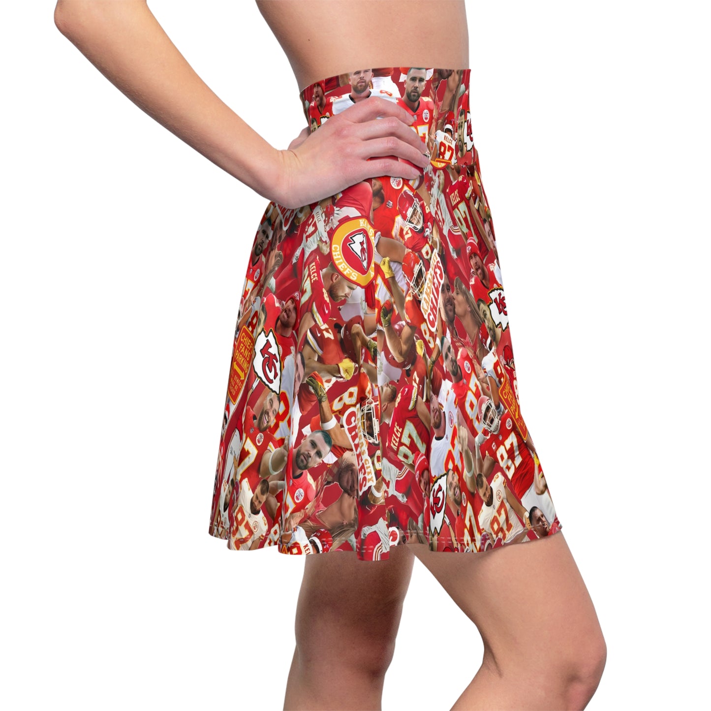 Travis Kelce Chiefs Red Collage Women's Skater Skirt