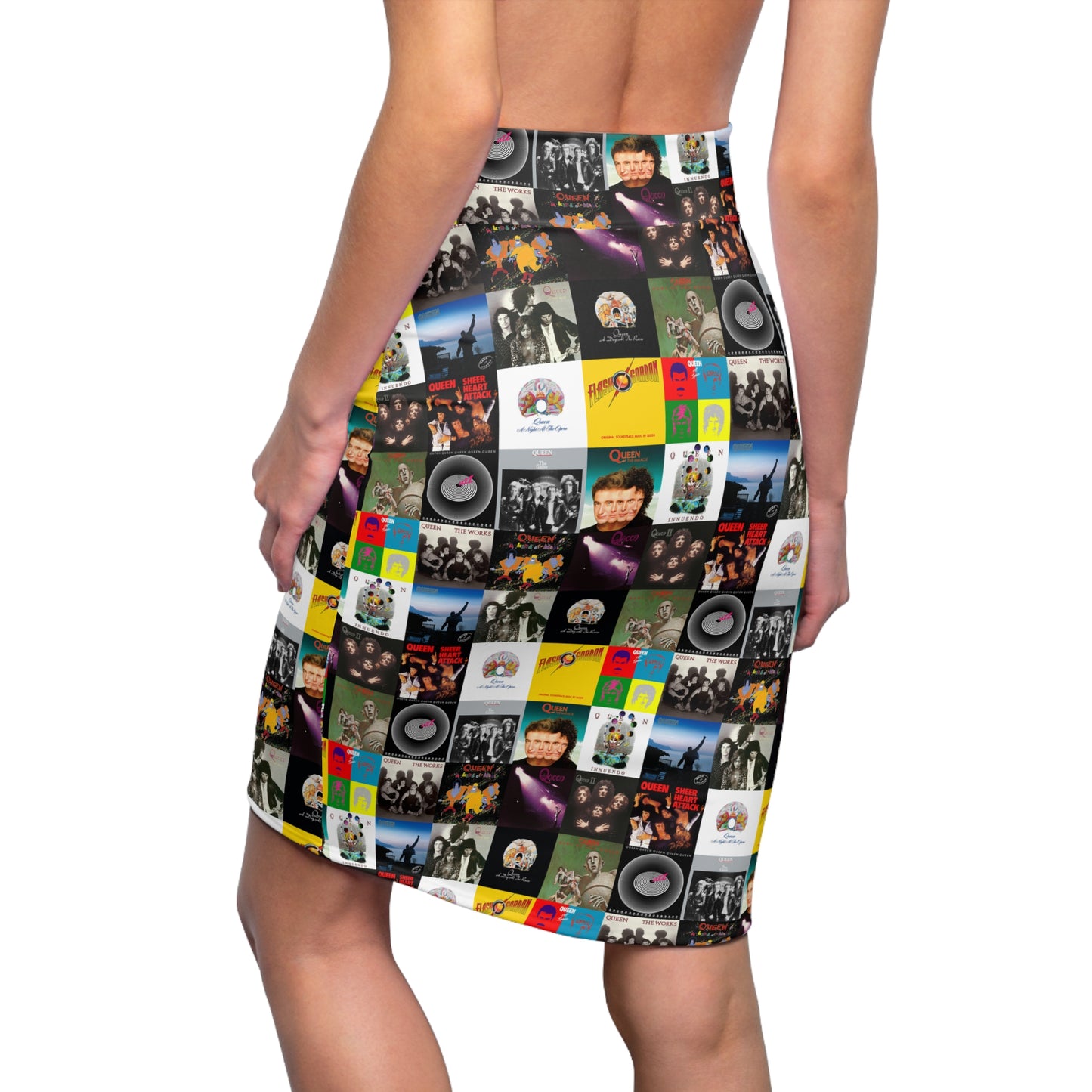 Queen Album Cover Collage Women's Pencil Skirt