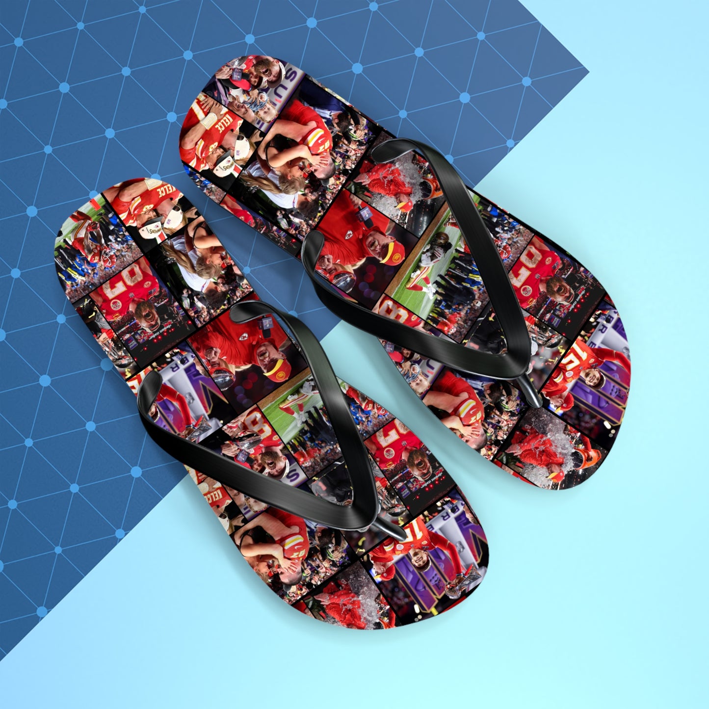 Kansas City Chiefs Superbowl LVIII Championship Victory Collage Flip Flops