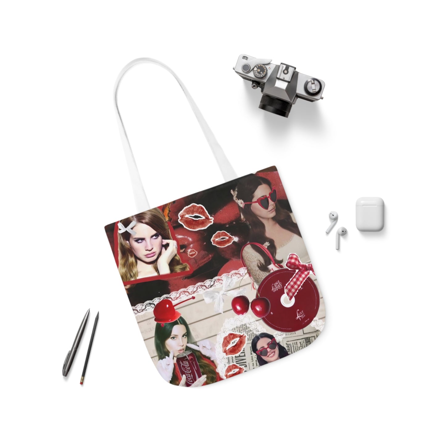 Lana Del Rey Cherry Coke Collage Polyester Canvas Tote Bag