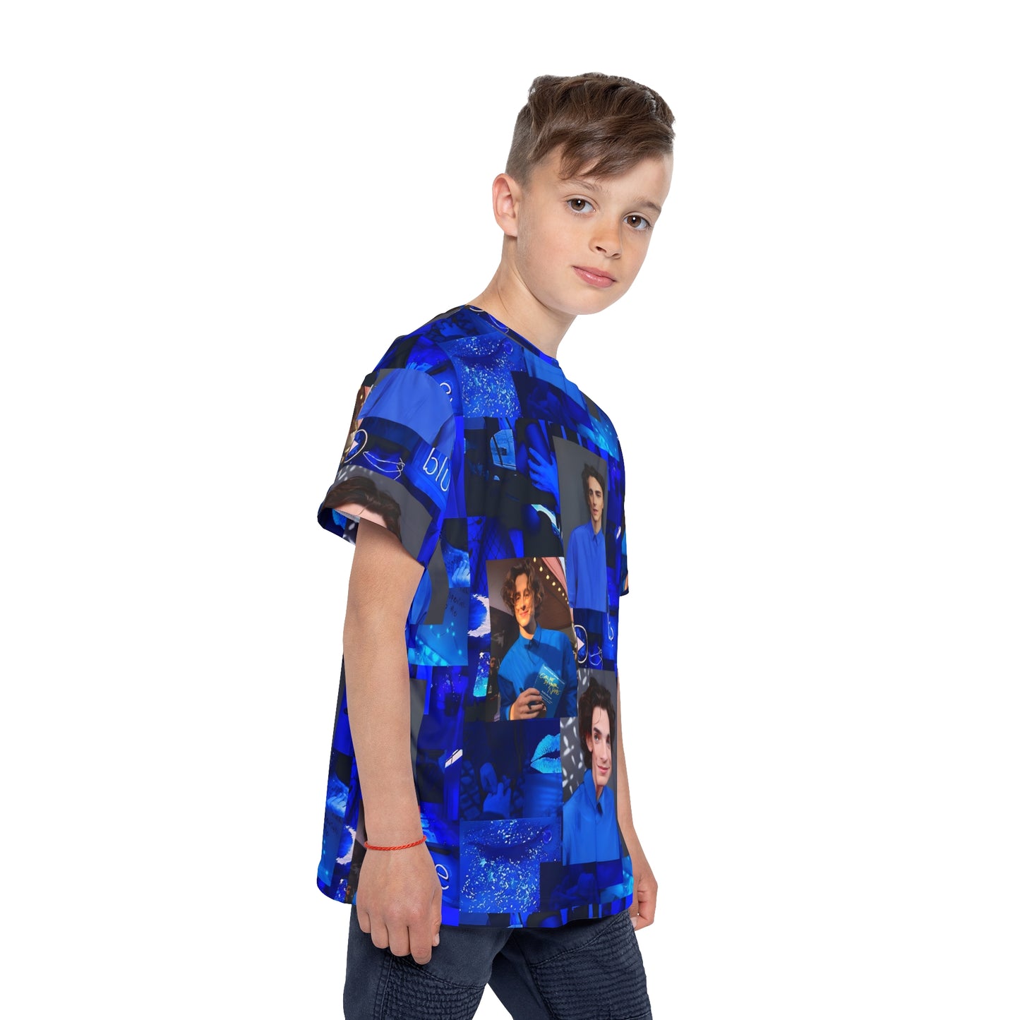 Timothee Chalamet Cool Blue Collage Kids Sports Jersey