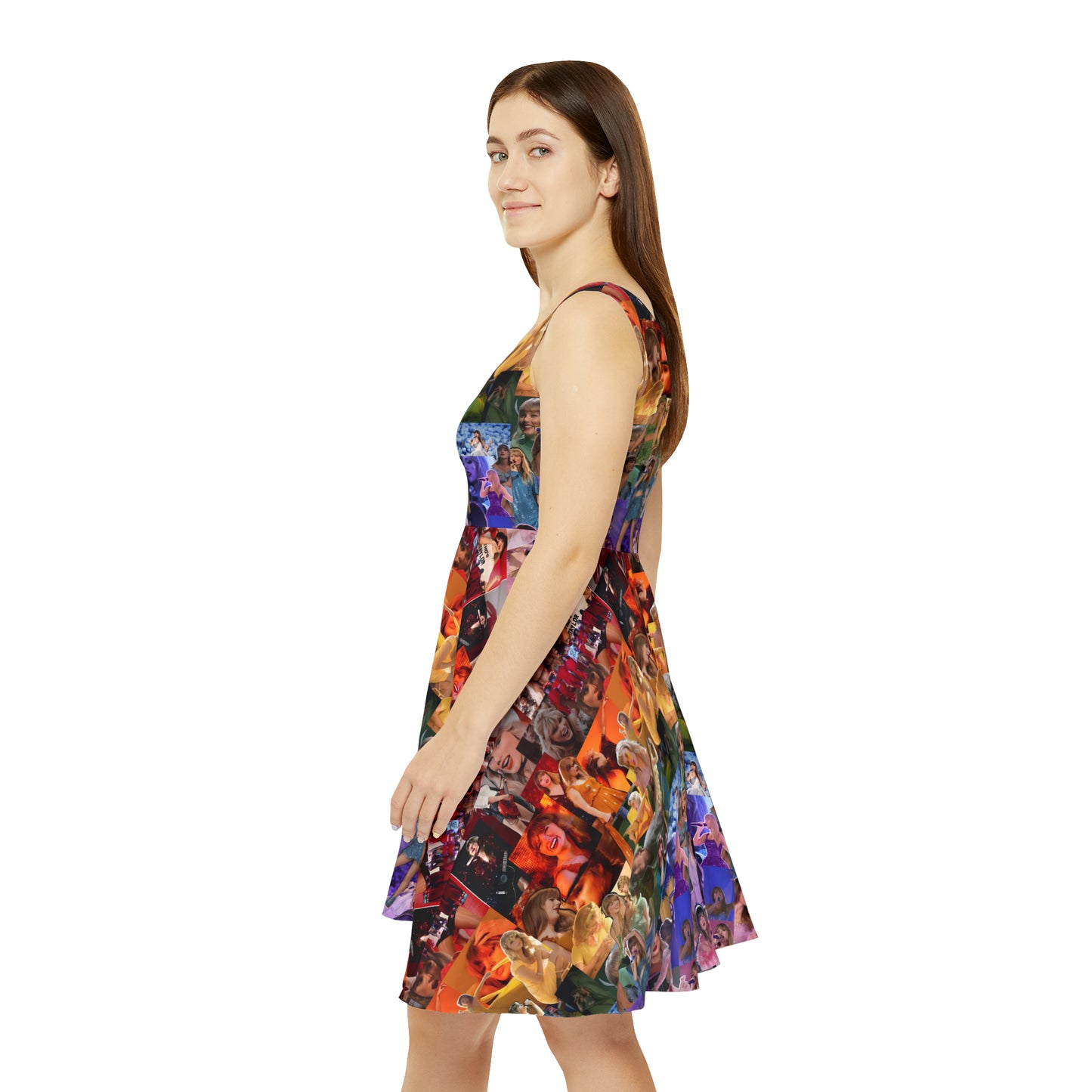 Taylor Swift Rainbow Photo Collage Women's Skater Dress