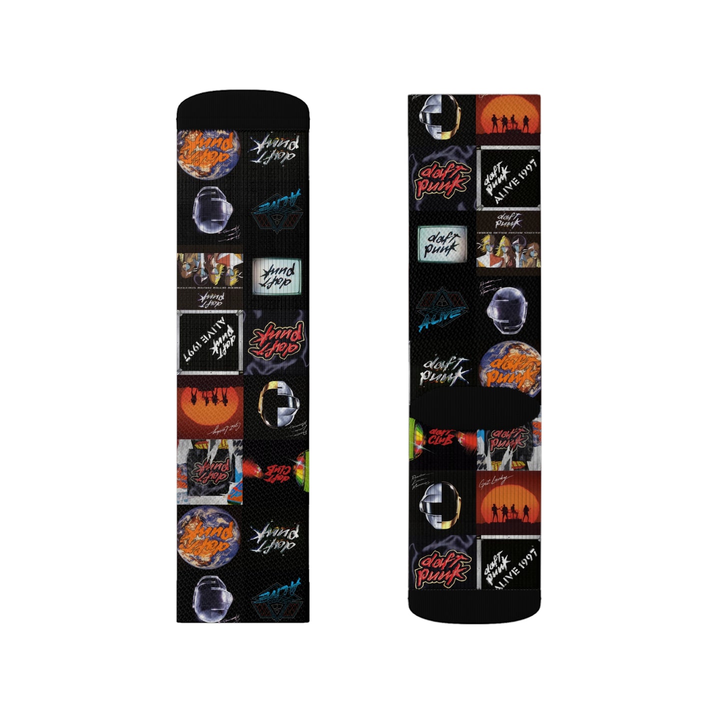 Daft Punk Album Cover Art Collage Tube Socks