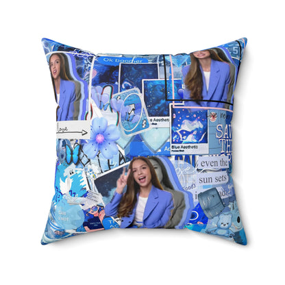 Olivia Rodrigo Blue Aesthetic Collage Spun Polyester Square Pillow