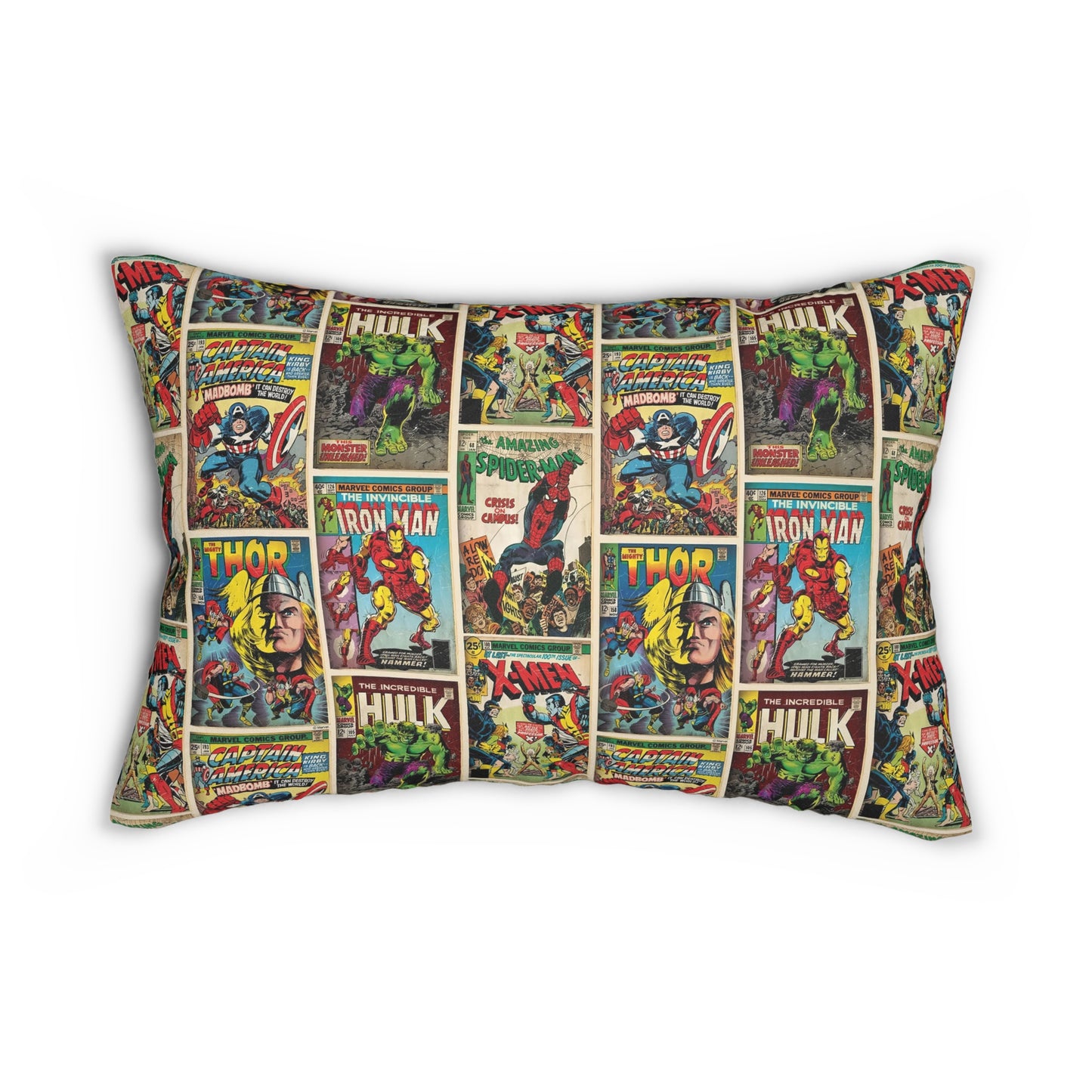 Marvel Comic Book Cover Collage Polyester Lumbar Pillow
