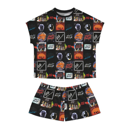 Daft Punk Album Cover Art Collage Women's Short Pajama Set