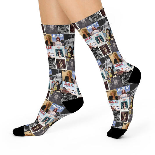 Lana Del Rey Album Cover Collage Cushioned Crew Socks