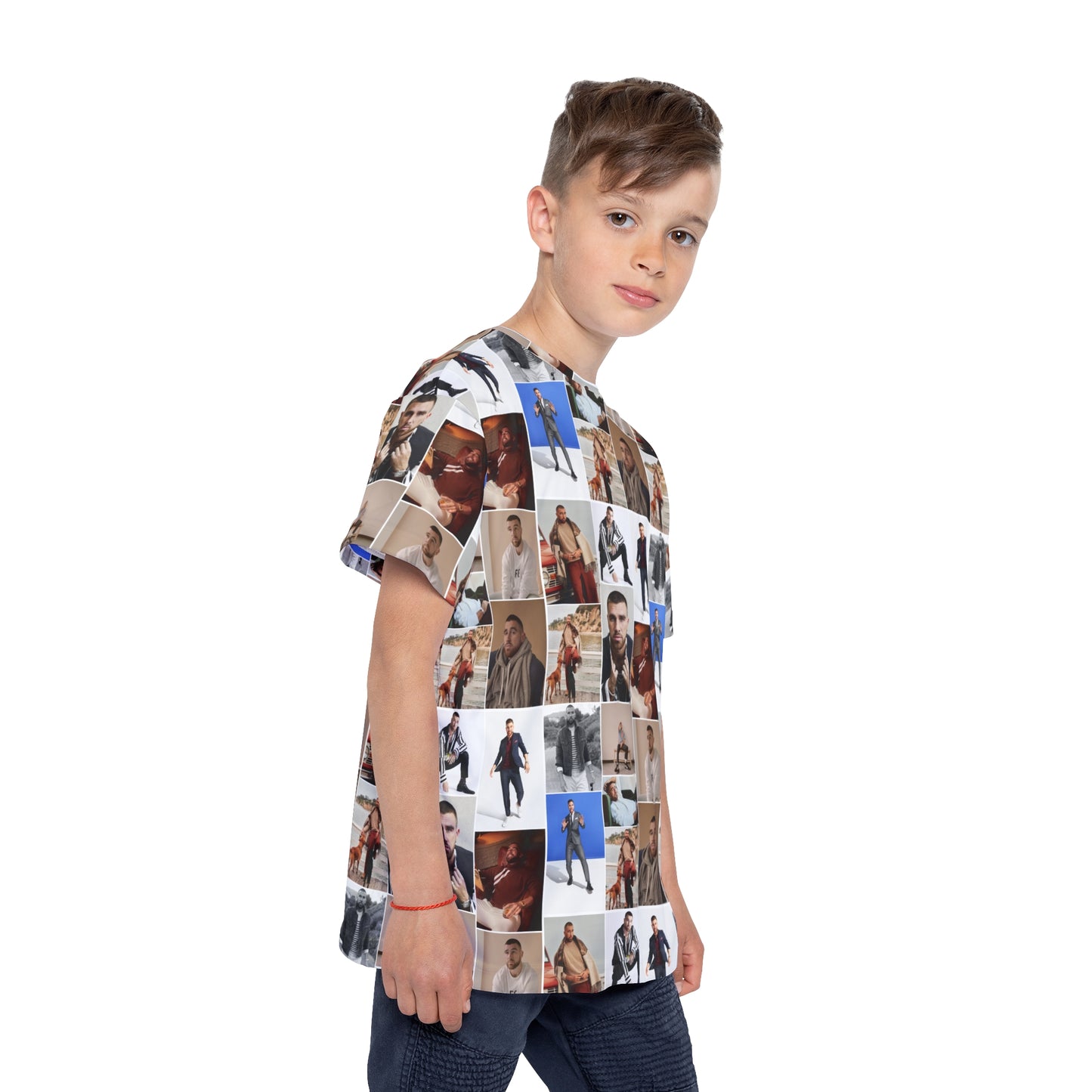 Travis Kelce Portrait Photo Mosaic Kids Sports Jersey