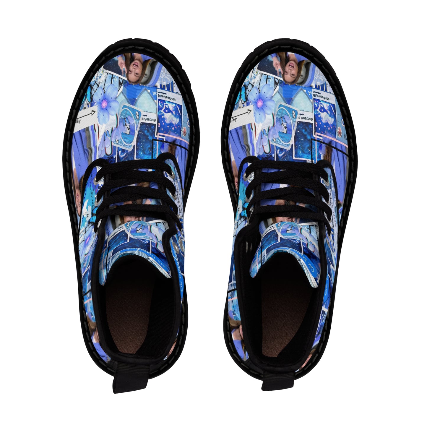 Olivia Rodrigo Blue Aesthetic Collage Women's Canvas Boots