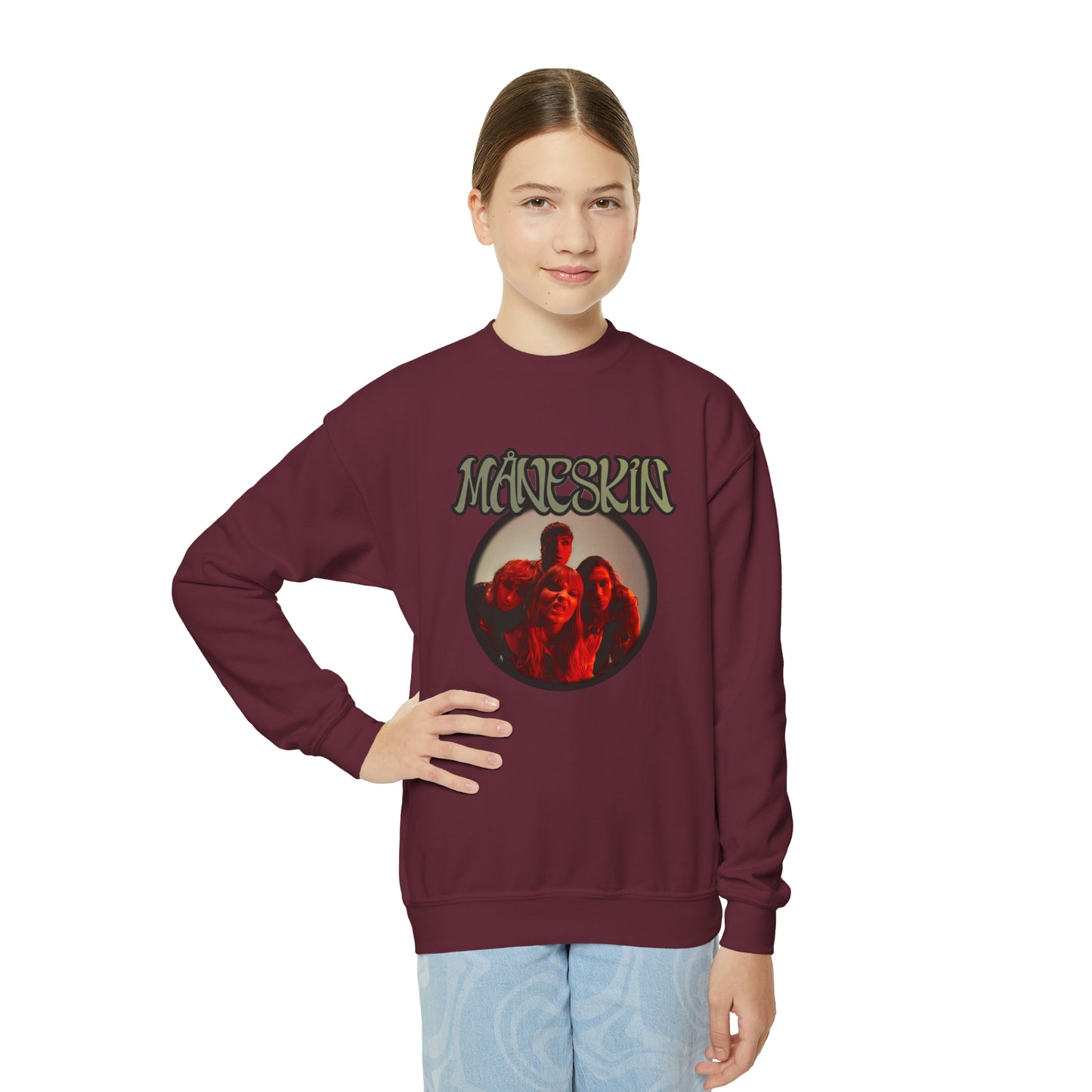 Måneskin Circular Group Photo Youth Crewneck Sweatshirt