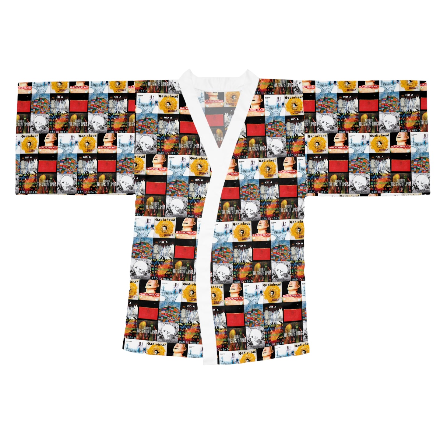 Radiohead Album Cover Collage Long Sleeve Kimono Robe