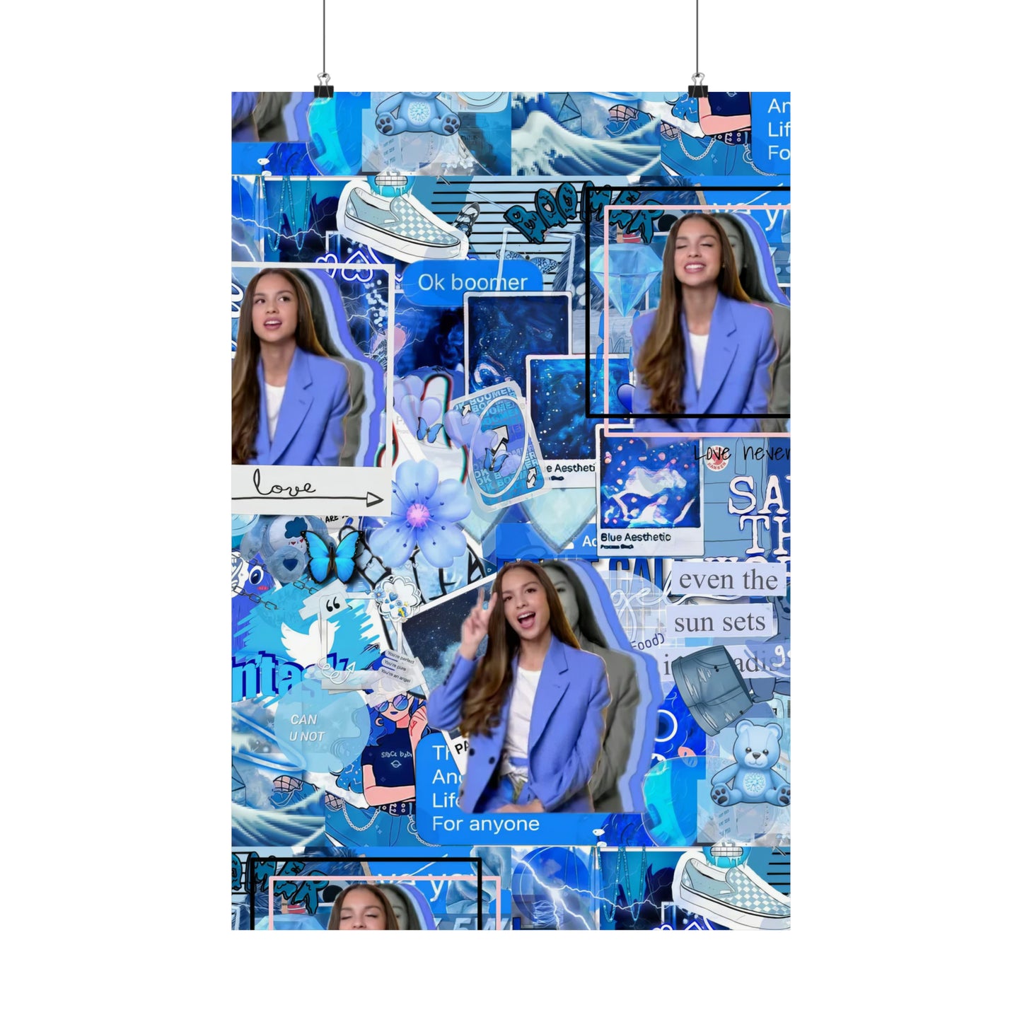 Olivia Rodrigo Blue Aesthetic Collage Matte Poster