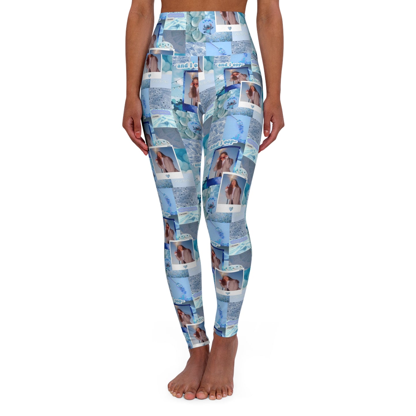 Olivia Rodrigo Light Blue Aesthetic Collage High Waisted Yoga Leggings