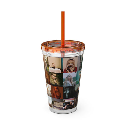 Sabrina Carpenter Album Cover Collage Sunsplash Tumbler with Straw