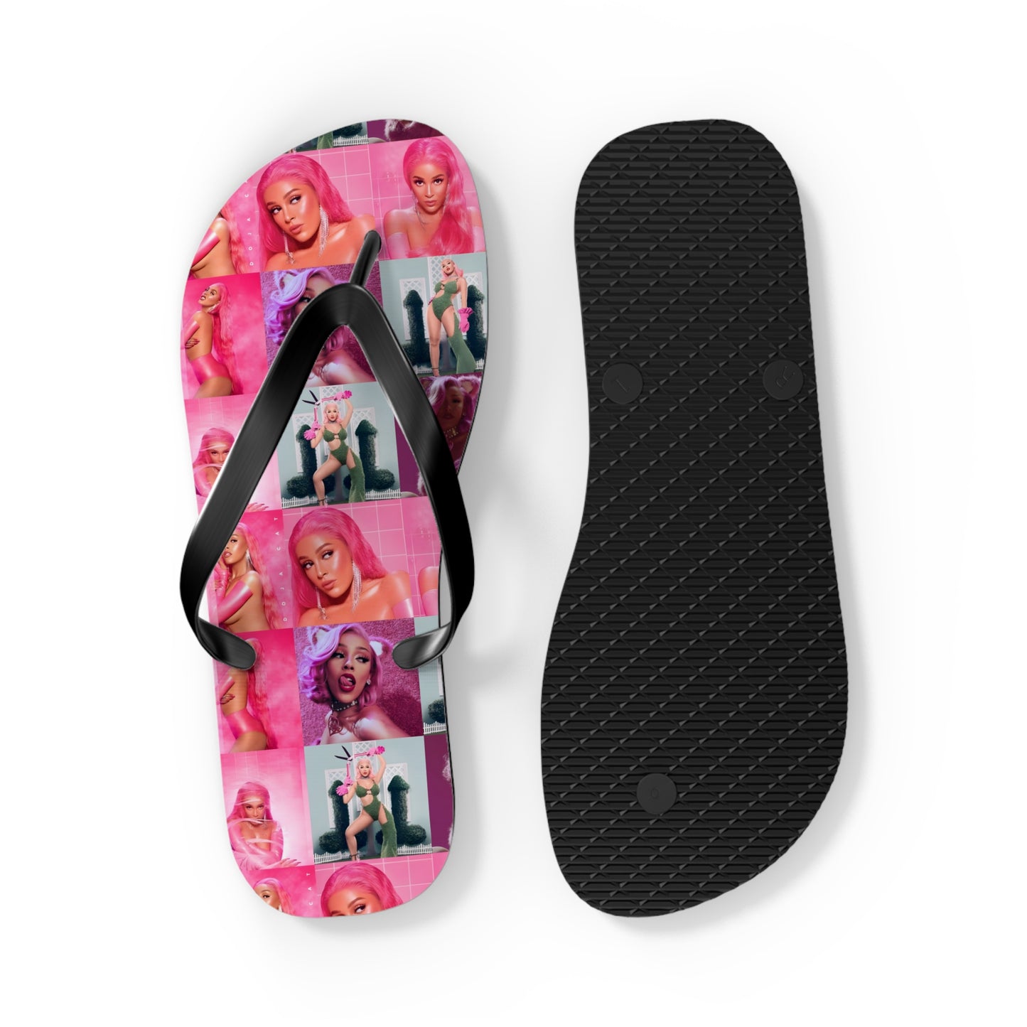 Doja Cat Hot Pink Mosaic Flip Flops