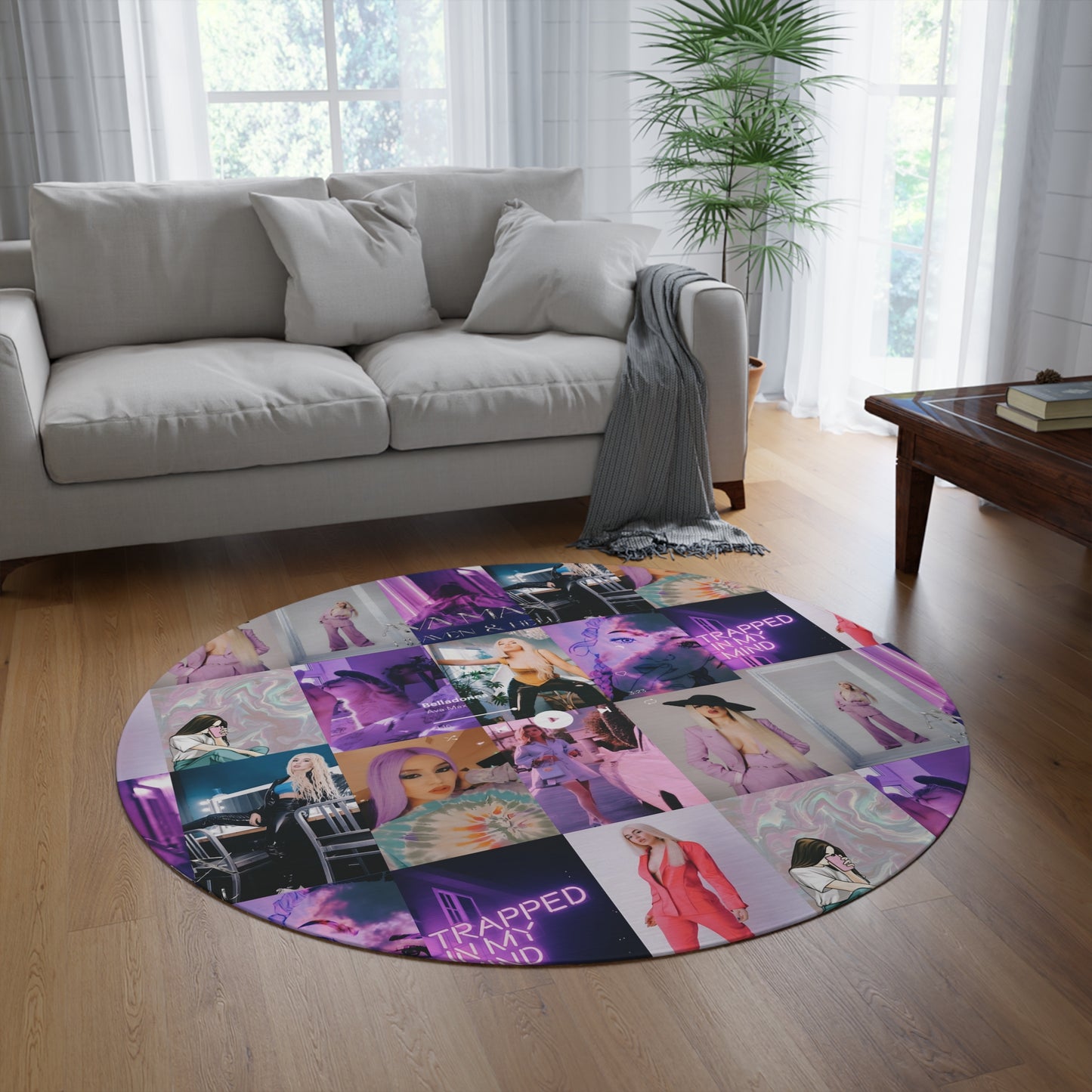 Ava Max Belladonna Photo Collage Round Rug