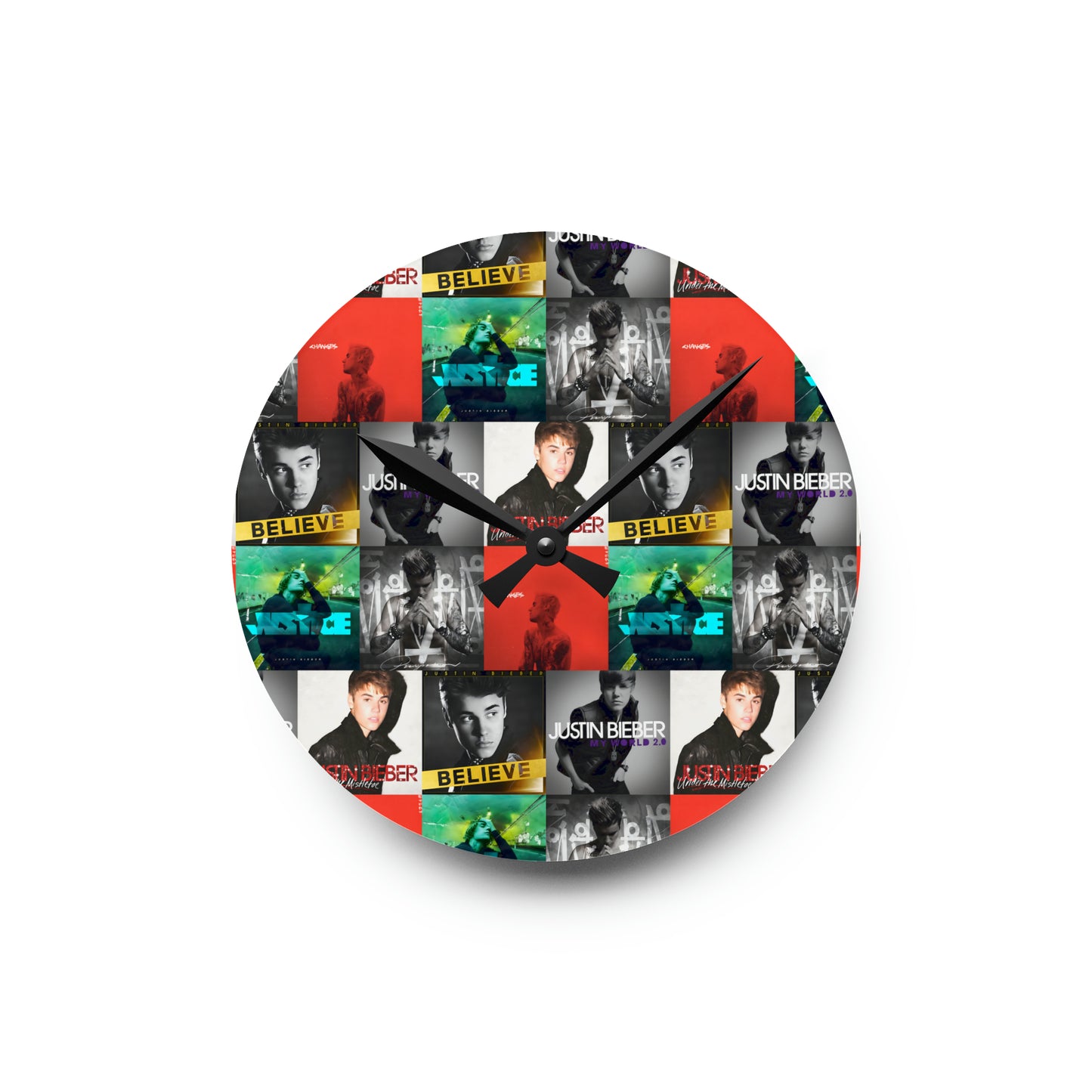 Justin Bieber Album Cover Collage Acrylic Wall Clock