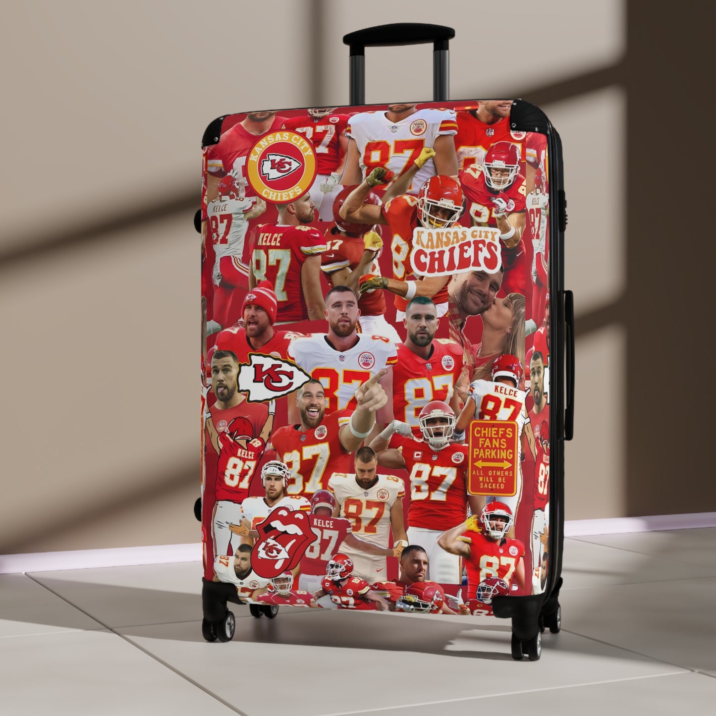 Travis Kelce Chiefs Red Collage Suitcase