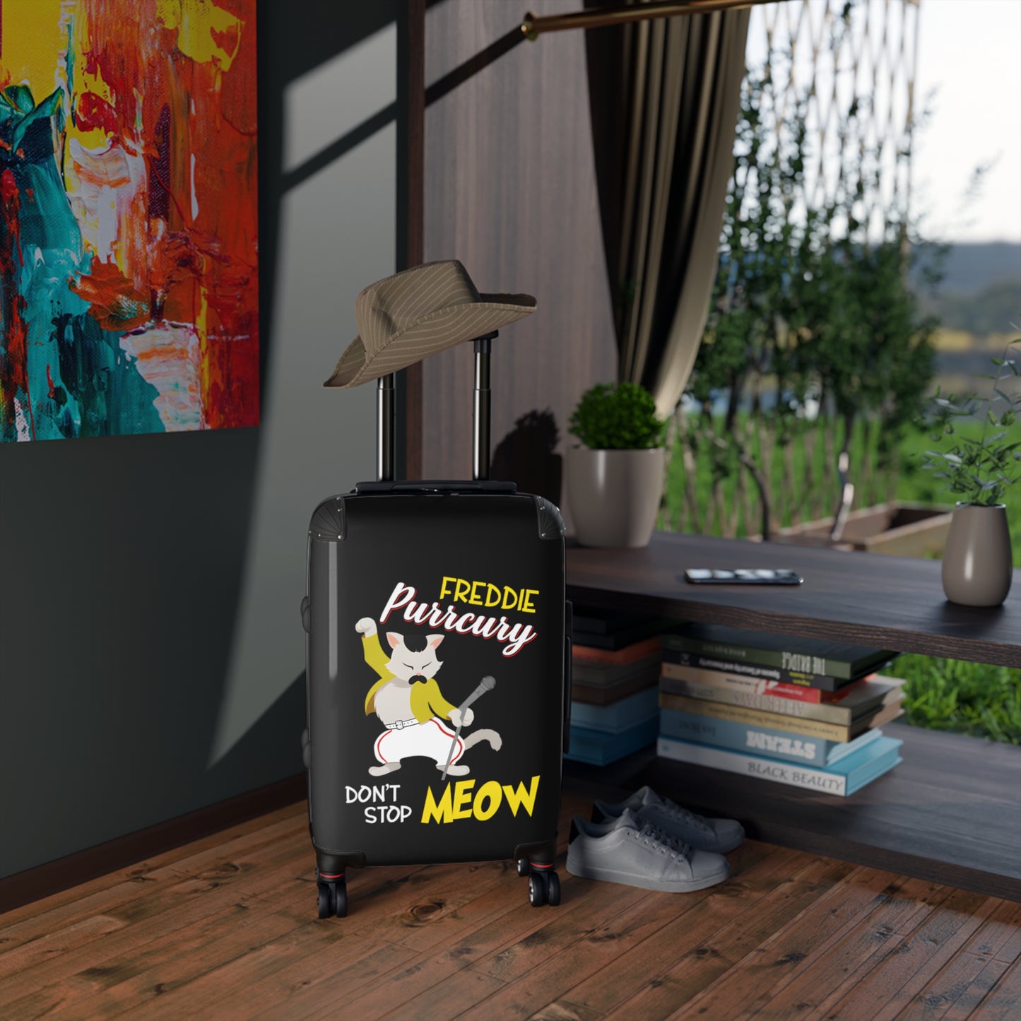 Queen Don't Stop Meow Freddie Purrcury Suitcase