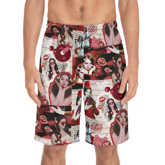 Lana Del Rey Cherry Coke Collage Men's Board Shorts