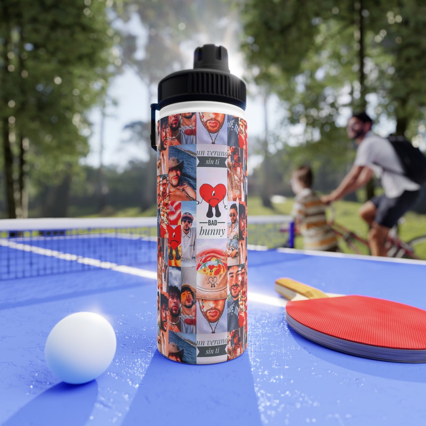 Bad Bunny Un Verano Sin Ti Photo Collage Stainless Steel Sports Lid Water Bottle