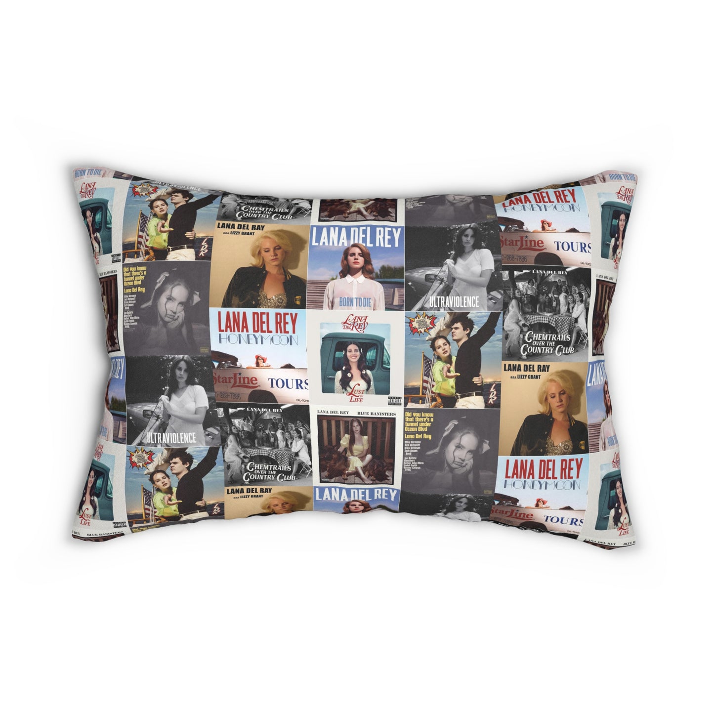 Lana Del Rey Album Cover Collage Polyester Lumbar Pillow