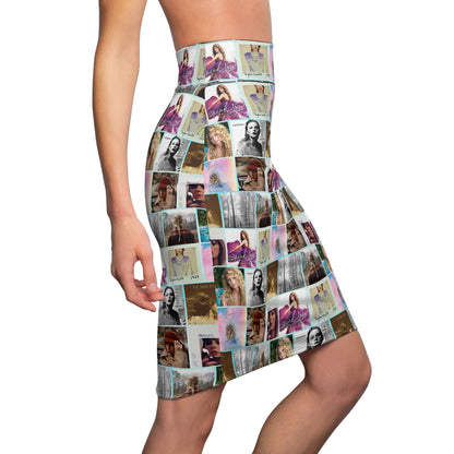 Taylor Swift Album Art Collage Pattern Women's Pencil Skirt