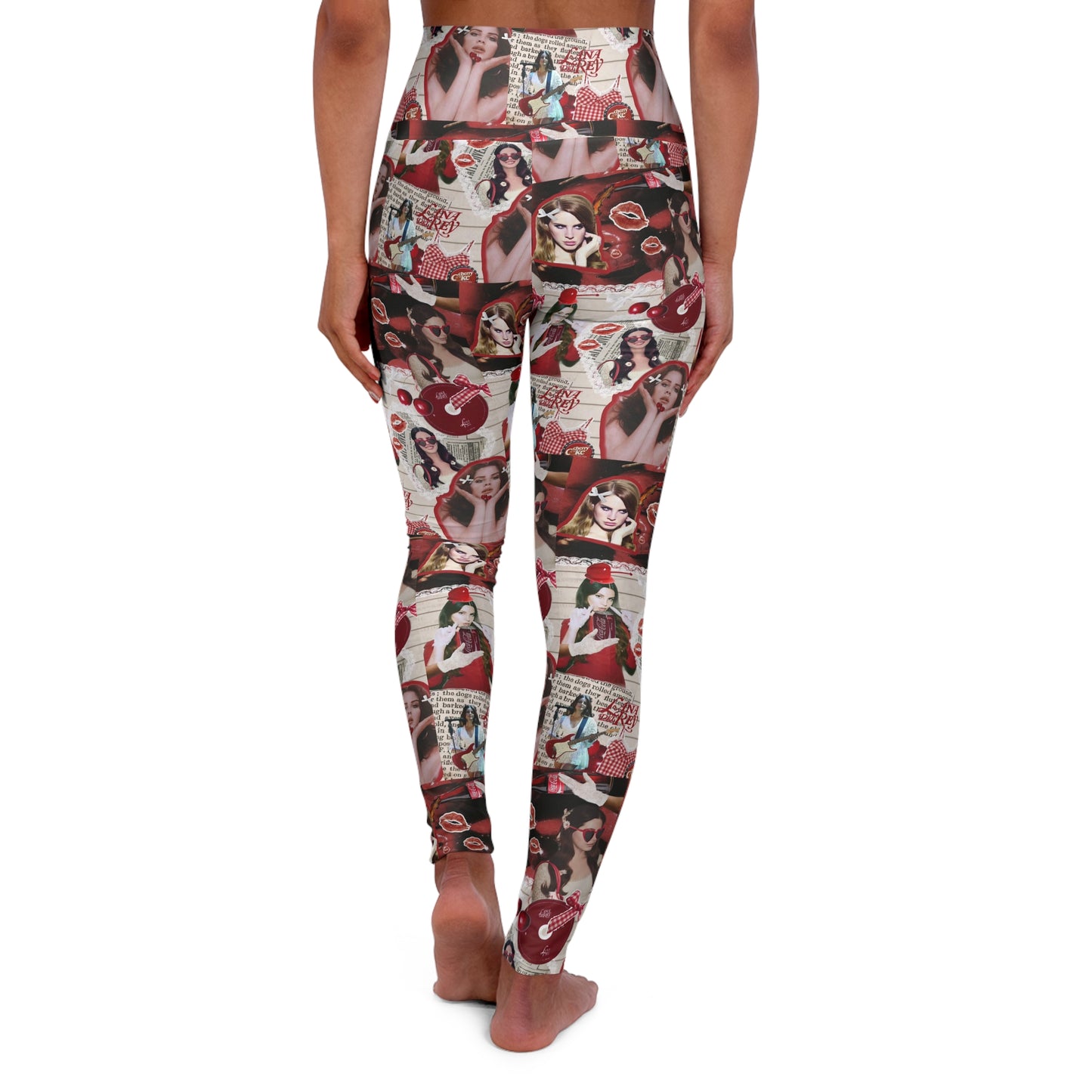 Lana Del Rey Cherry Coke Collage High Waisted Yoga Leggings