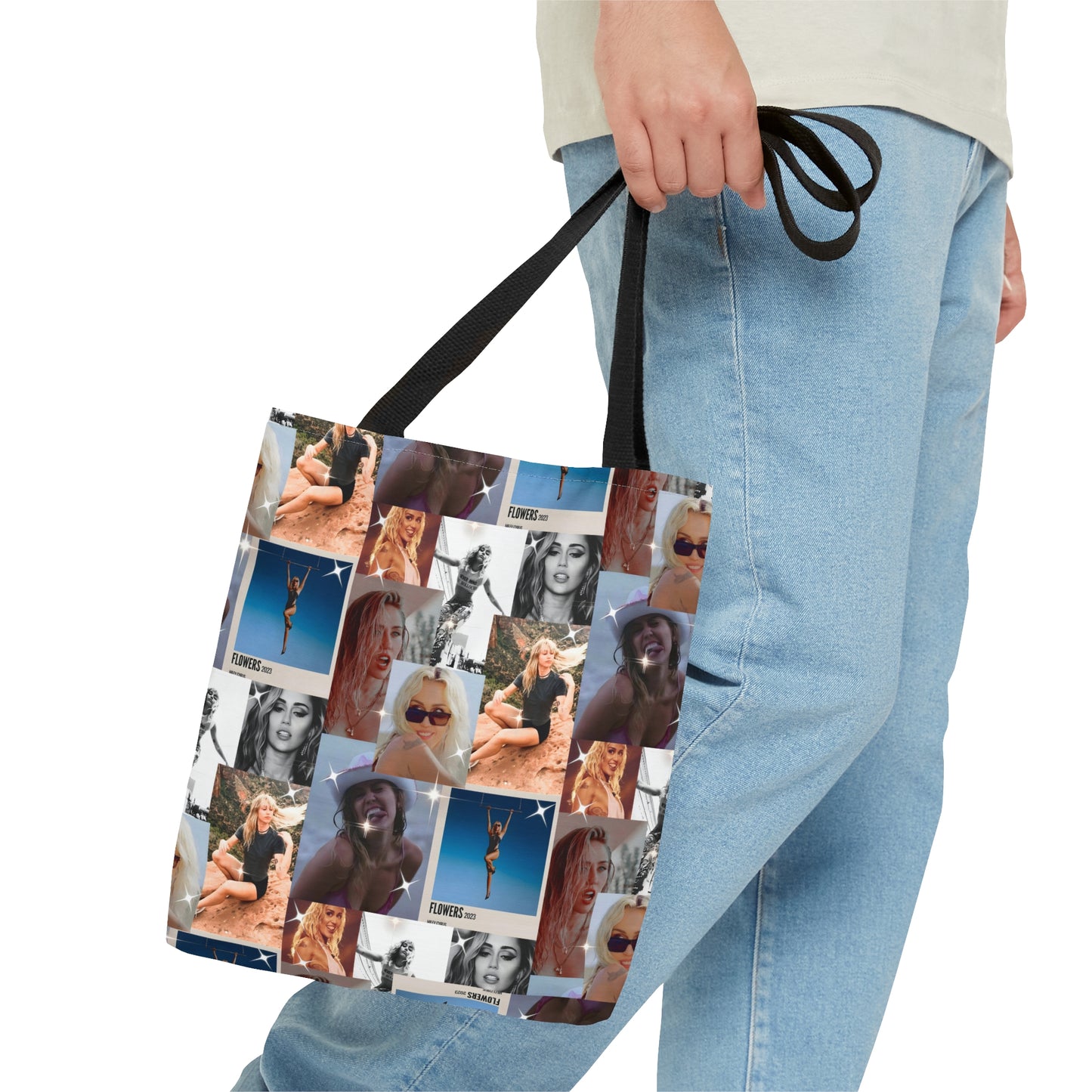 Miley Cyrus Flowers Photo Collage Tote Bag