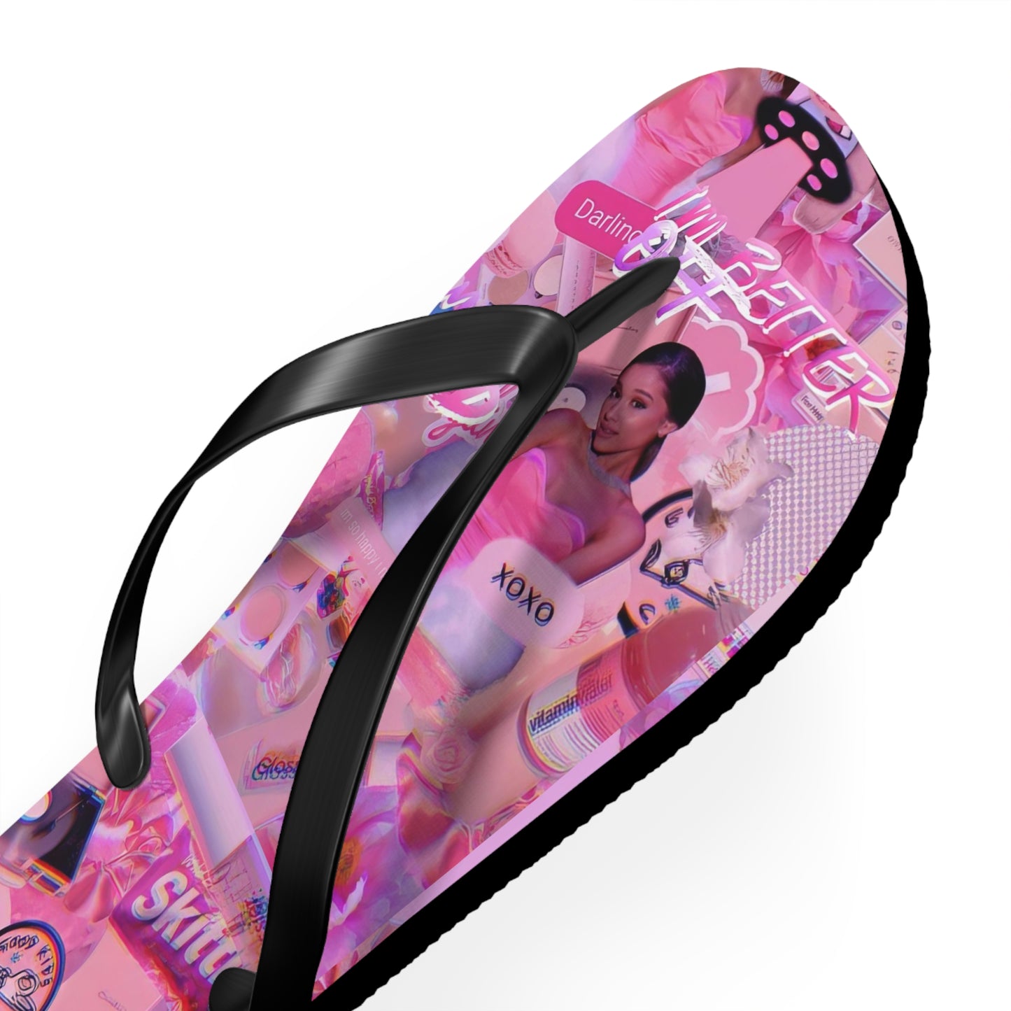 Ariana Grande Purple Vibes Collage Flip Flops