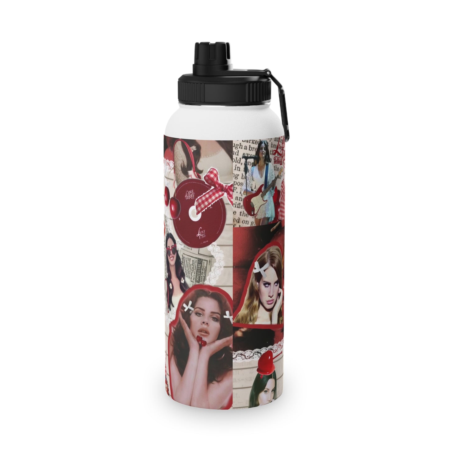 Lana Del Rey Cherry Coke Collage Stainless Steel Sports Lid Water Bottle